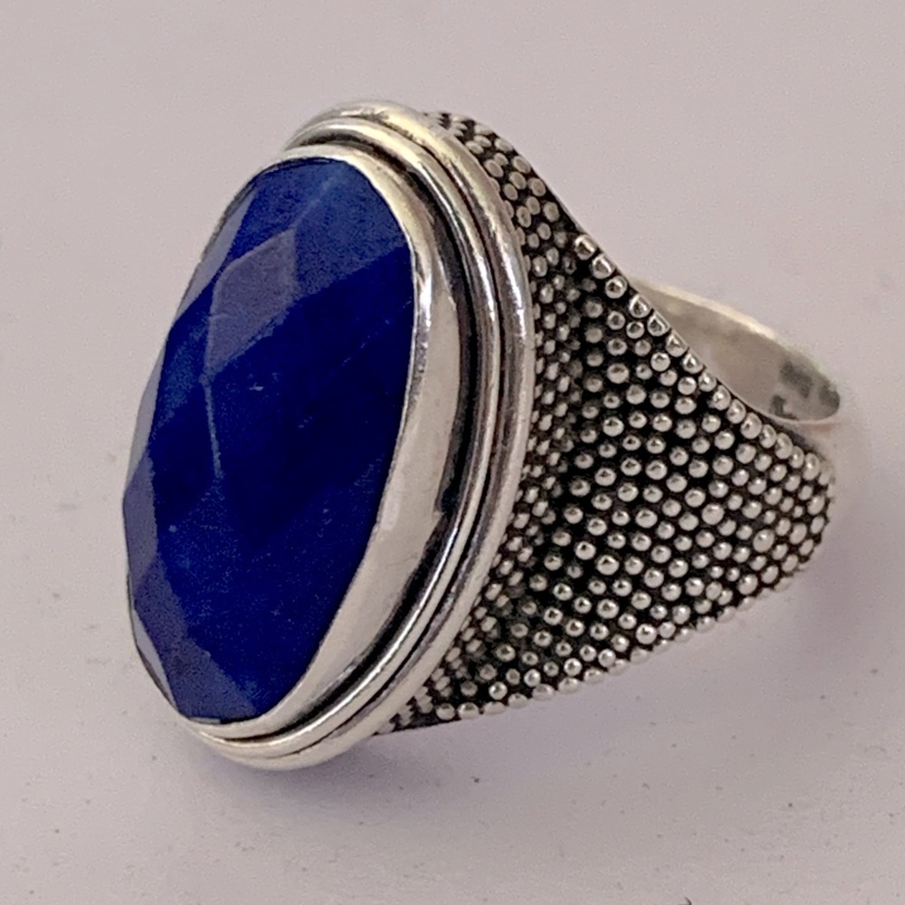 Vintage BA Suarti Sterling Silver Ring Faceted Lapis Lazuli Stone Size 6 US - Picture 11 of 11